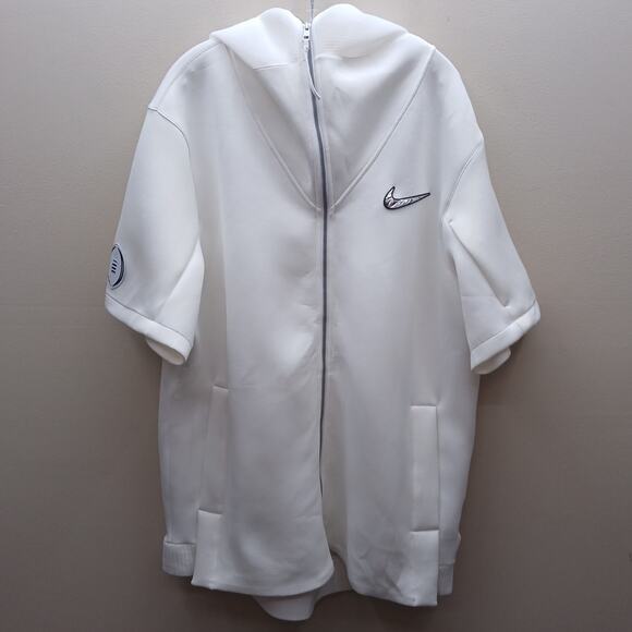 Nike Mens Full Zip Short Sleeve Hoodie Jacket White SZ XXL Engineered BQ9289-100 - Picture 1 of 12